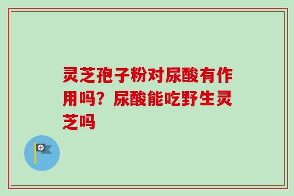 灵芝孢子粉对尿酸有作用吗？尿酸能吃野生灵芝吗