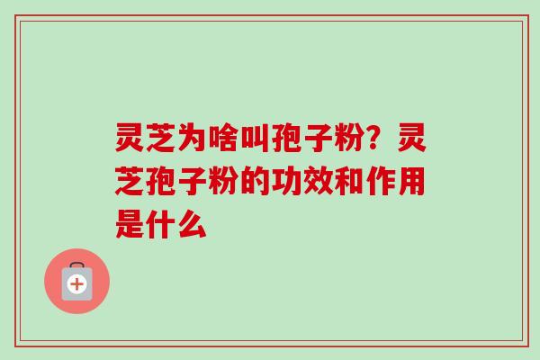 灵芝为啥叫孢子粉？灵芝孢子粉的功效和作用是什么