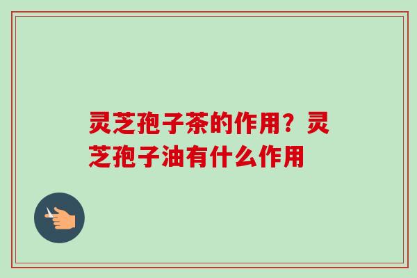 灵芝孢子茶的作用？灵芝孢子油有什么作用