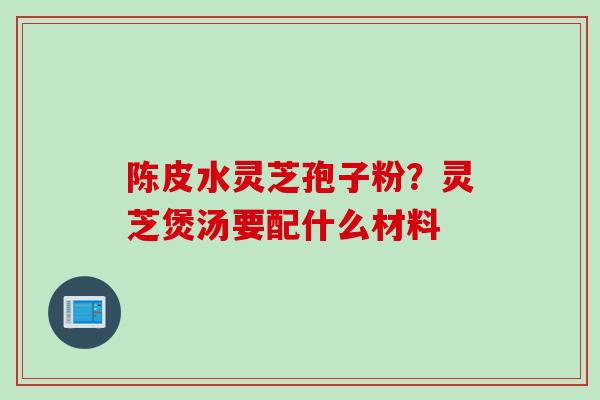 陈皮水灵芝孢子粉？灵芝煲汤要配什么材料