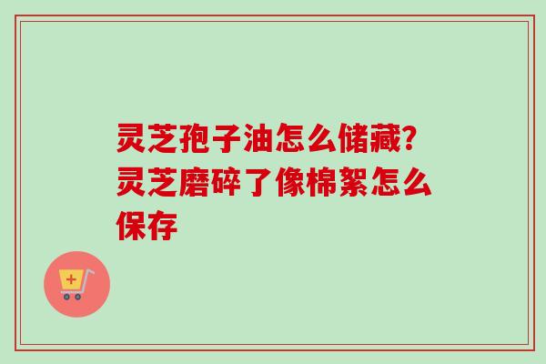 灵芝孢子油怎么储藏？灵芝磨碎了像棉絮怎么保存