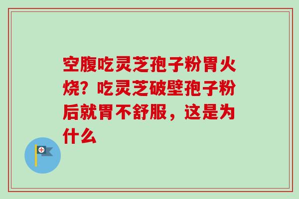 空腹吃灵芝孢子粉胃火烧？吃灵芝破壁孢子粉后就胃不舒服，这是为什么