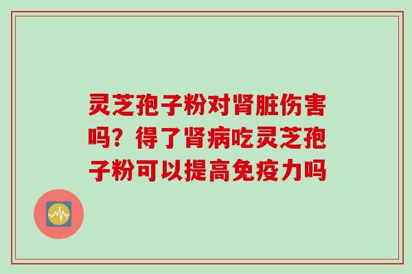 灵芝孢子粉对肾脏伤害吗？得了肾病吃灵芝孢子粉可以提高免疫力吗