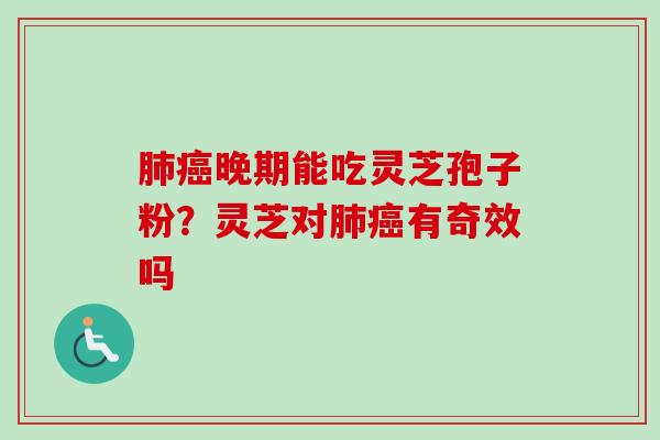 肺癌晚期能吃灵芝孢子粉？灵芝对肺癌有奇效吗