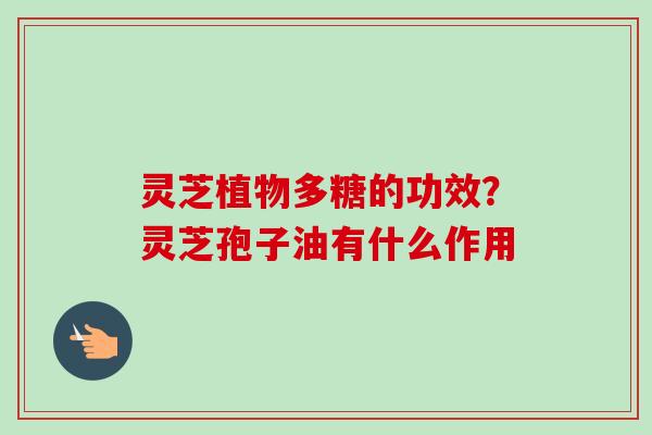 灵芝植物多糖的功效？灵芝孢子油有什么作用