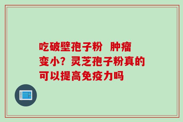 吃破壁孢子粉  肿瘤变小？灵芝孢子粉真的可以提高免疫力吗