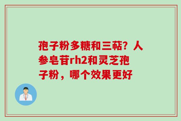 孢子粉多糖和三萜？人参皂苷rh2和灵芝孢子粉，哪个效果更好
