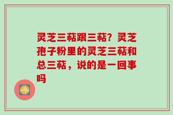 灵芝三萜跟三萜？灵芝孢子粉里的灵芝三萜和总三萜，说的是一回事吗
