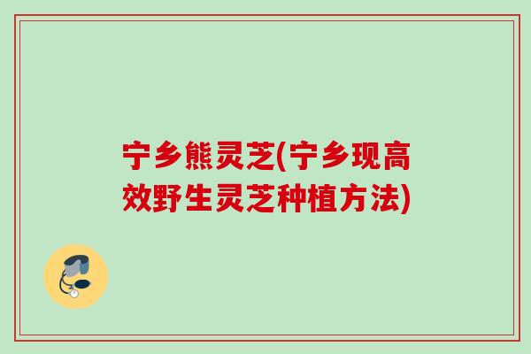 宁乡熊灵芝(宁乡现高效野生灵芝种植方法)