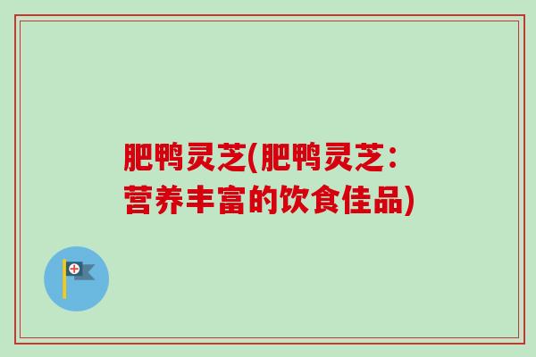 肥鸭灵芝(肥鸭灵芝：营养丰富的饮食佳品)