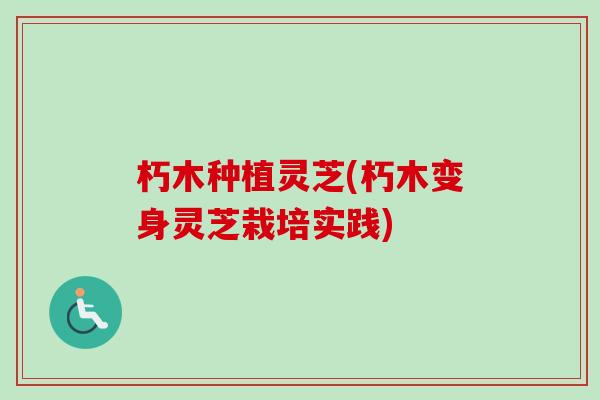 朽木种植灵芝(朽木变身灵芝栽培实践)