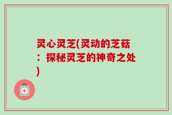 灵心灵芝(灵动的芝菇：探秘灵芝的神奇之处)