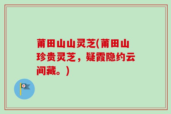 莆田山山灵芝(莆田山珍贵灵芝，疑霞隐约云间藏。)