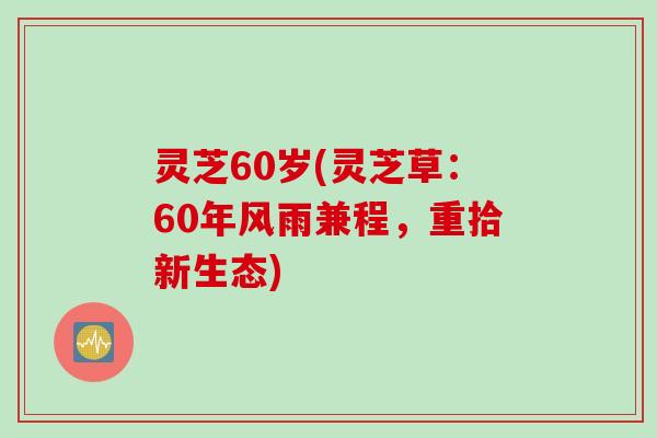 灵芝60岁(灵芝草：60年风雨兼程，重拾新生态)