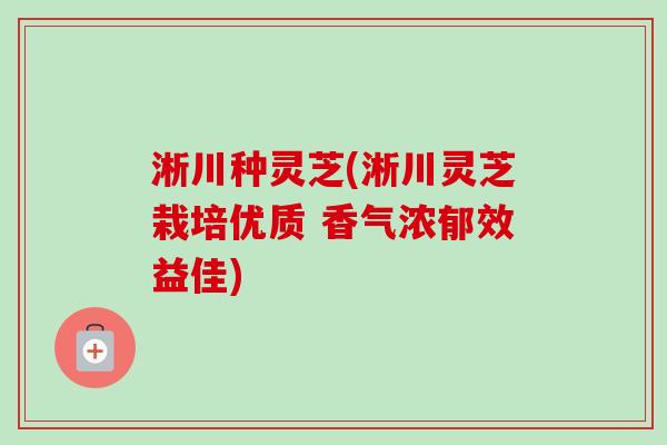 淅川种灵芝(淅川灵芝栽培优质 香气浓郁效益佳)