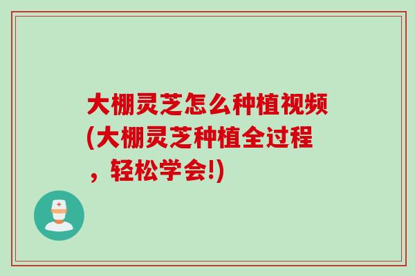 大棚灵芝怎么种植视频(大棚灵芝种植全过程，轻松学会!)