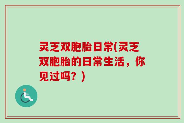 灵芝双胞胎日常(灵芝双胞胎的日常生活，你见过吗？)
