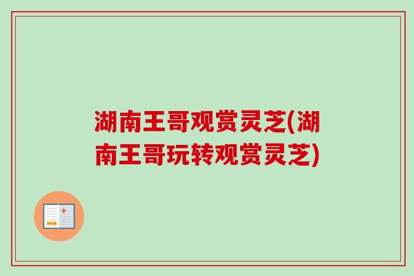 湖南王哥观赏灵芝(湖南王哥玩转观赏灵芝)