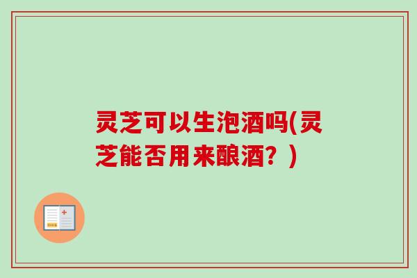 灵芝可以生泡酒吗(灵芝能否用来酿酒？)