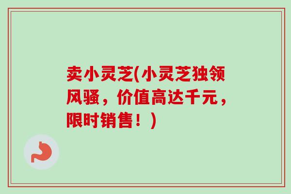 卖小灵芝(小灵芝独领风骚，价值高达千元，限时销售！)