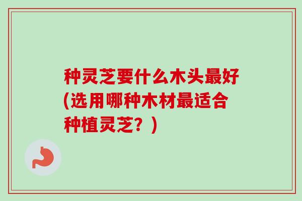 种灵芝要什么木头最好(选用哪种木材最适合种植灵芝？)
