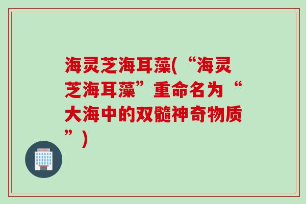 海灵芝海耳藻(“海灵芝海耳藻”重命名为“大海中的双髓神奇物质”)