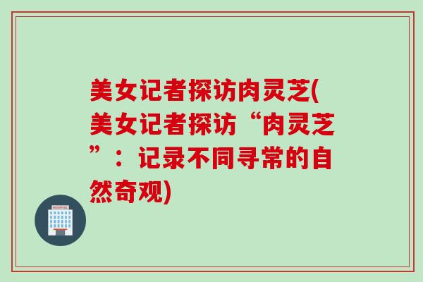 美女记者探访肉灵芝(美女记者探访“肉灵芝”：记录不同寻常的自然奇观)