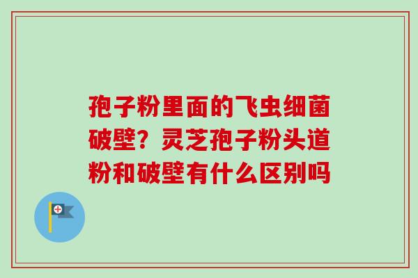 孢子粉里面的飞虫细菌破壁？灵芝孢子粉头道粉和破壁有什么区别吗