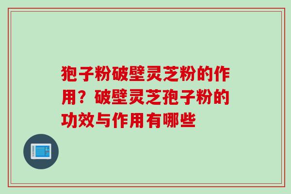 狍子粉破壁灵芝粉的作用？破壁灵芝孢子粉的功效与作用有哪些