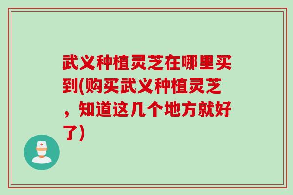 武义种植灵芝在哪里买到(购买武义种植灵芝,知道这几个地方就好了)