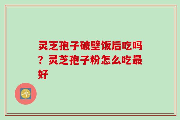 灵芝孢子破壁饭后吃吗？灵芝孢子粉怎么吃最好