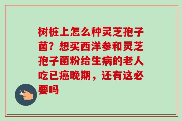 树桩上怎么种灵芝孢子菌？想买西洋参和灵芝孢子菌粉给生病的老人吃已癌晚期，还有这必要吗