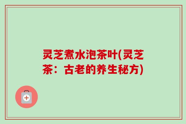 灵芝煮水泡茶叶(灵芝茶：古老的养生秘方)