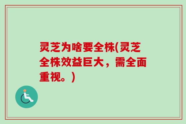 灵芝为啥要全株(灵芝全株效益巨大,需全面重视。) 灵芝为啥要全株(灵芝全株效益巨大,需全面重视。)