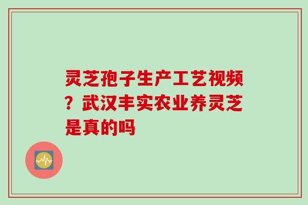 灵芝孢子生产工艺视频？武汉丰实农业养灵芝是真的吗