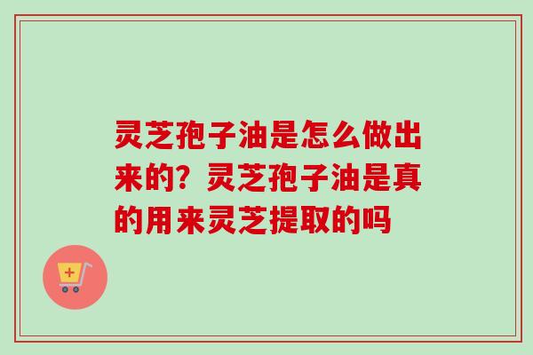 灵芝孢子油是怎么做出来的？灵芝孢子油是真的用来灵芝提取的吗