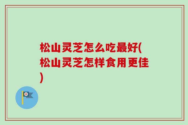 松山灵芝怎么吃最好(松山灵芝怎样食用更佳)