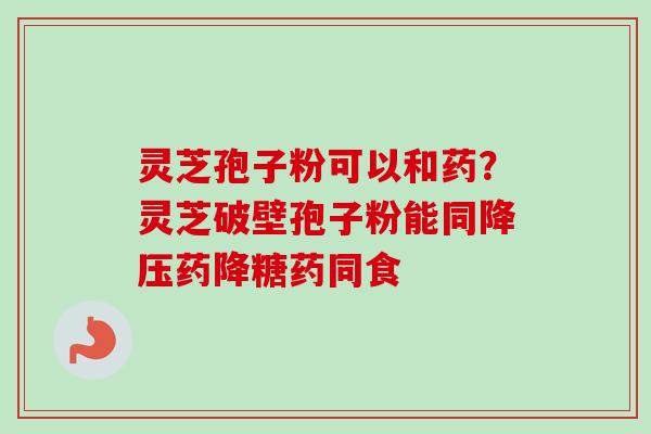 灵芝孢子粉可以和药？灵芝破壁孢子粉能同降压药降糖药同食