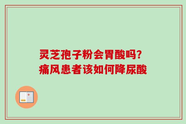灵芝孢子粉会胃酸吗？痛风患者该如何降尿酸