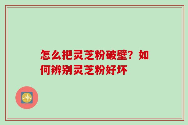 怎么把灵芝粉破壁？如何辨别灵芝粉好坏
