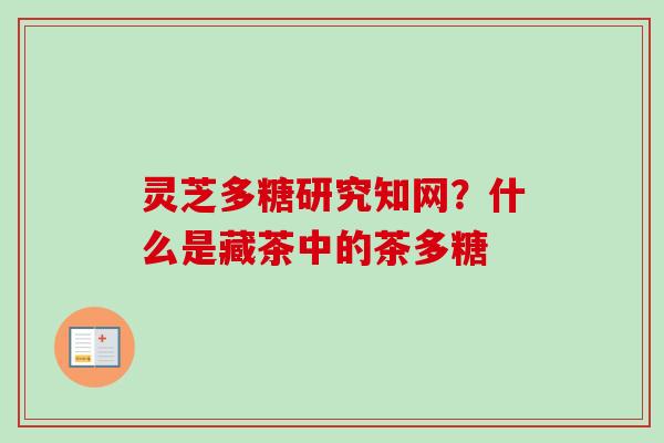 灵芝多糖研究知网？什么是藏茶中的茶多糖