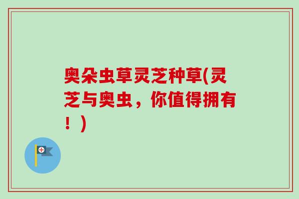 奥朵虫草灵芝种草(灵芝与奥虫，你值得拥有！)