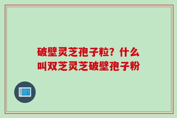 破壁灵芝孢子粒？什么叫双芝灵芝破壁孢子粉