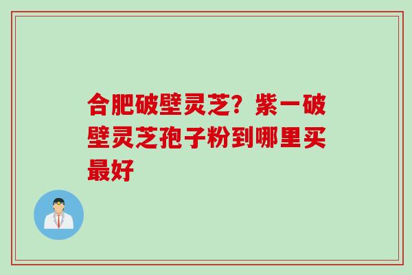 合肥破壁灵芝？紫一破壁灵芝孢子粉到哪里买最好