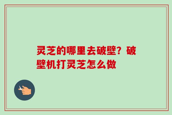 灵芝的哪里去破壁?破壁机打灵芝怎么做 灵芝的哪里去破壁?破壁机打灵芝怎么做