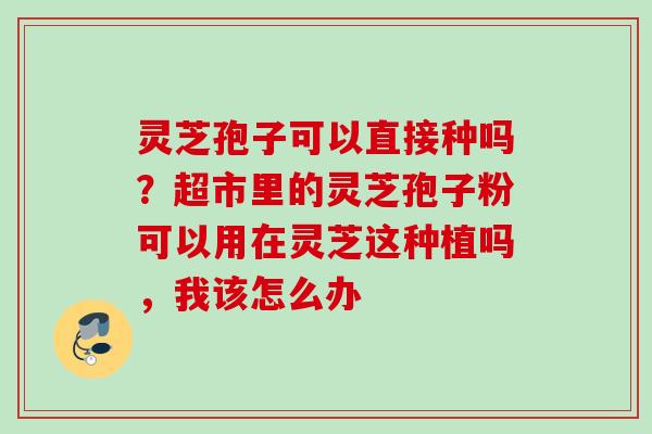 灵芝孢子可以直接种吗？超市里的灵芝孢子粉可以用在灵芝这种植吗，我该怎么办