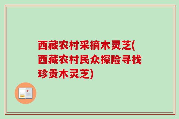 西藏农村采摘木灵芝(西藏农村民众探险寻找珍贵木灵芝)