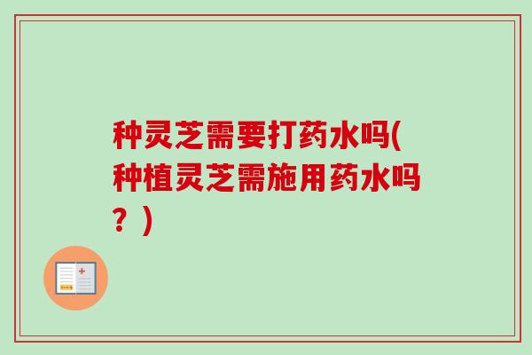 种灵芝需要打药水吗(种植灵芝需施用药水吗？)