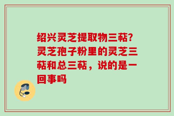 绍兴灵芝提取物三萜？灵芝孢子粉里的灵芝三萜和总三萜，说的是一回事吗