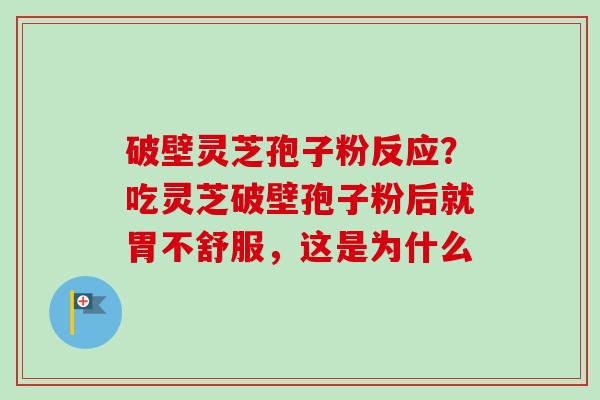 破壁灵芝孢子粉反应？吃灵芝破壁孢子粉后就胃不舒服，这是为什么
